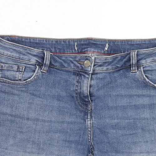 NEXT Womens Blue Cotton Boyfriend Shorts Size 34 in Regular Button