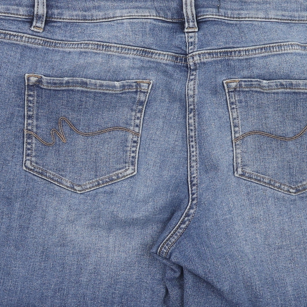 NEXT Womens Blue Cotton Boyfriend Shorts Size 34 in Regular Button
