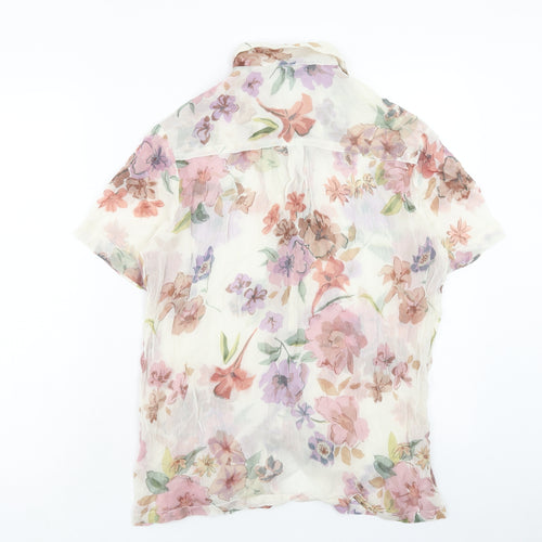 Fragile Womens Multicoloured Floral Viscose Basic Button-Up Size 10 Collared