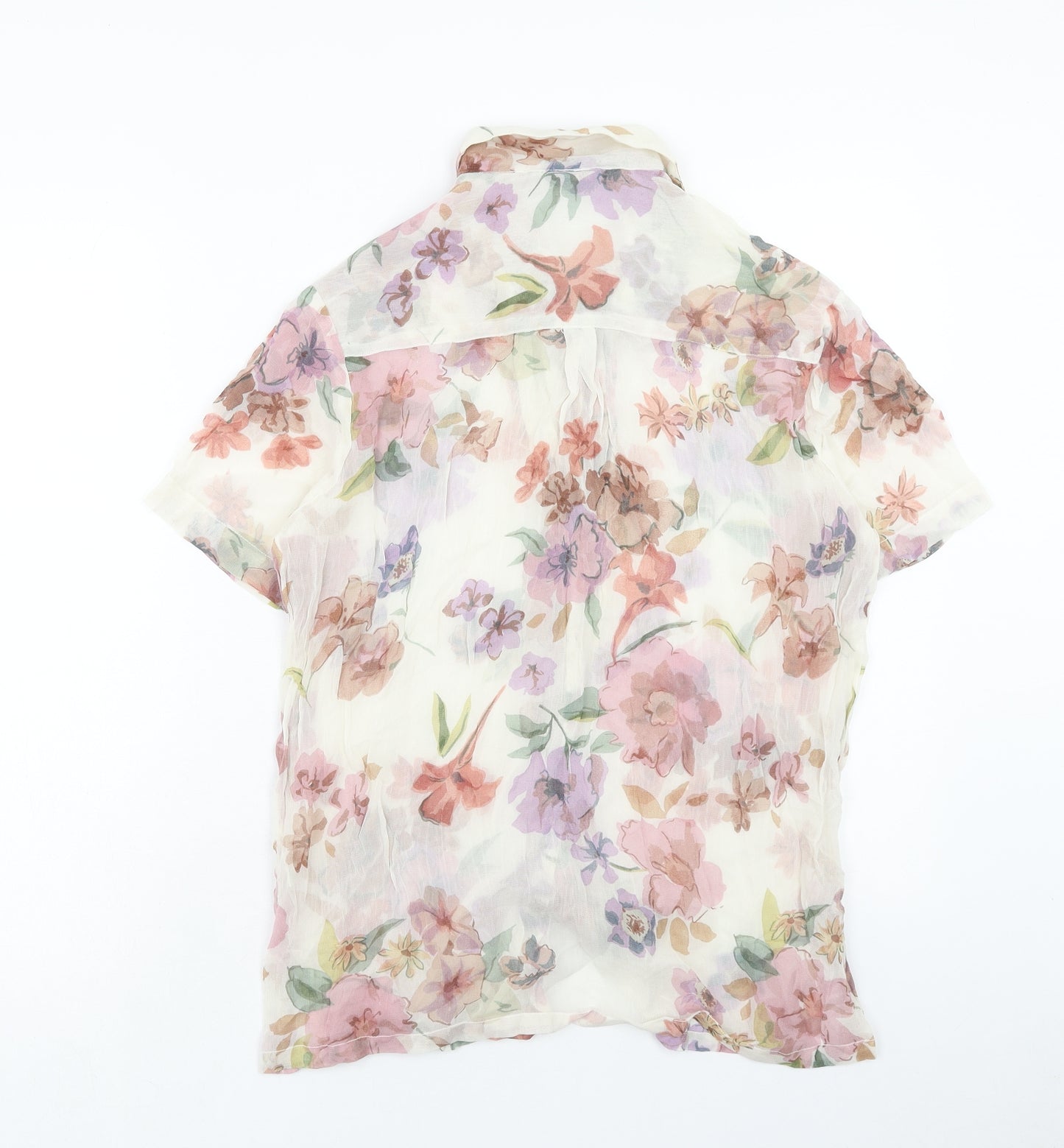 Fragile Womens Multicoloured Floral Viscose Basic Button-Up Size 10 Collared
