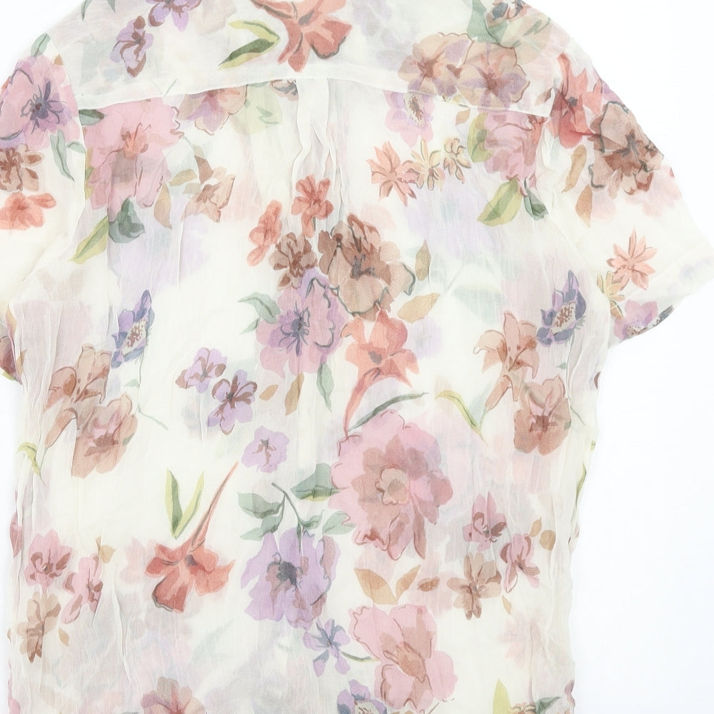 Fragile Womens Multicoloured Floral Viscose Basic Button-Up Size 10 Collared