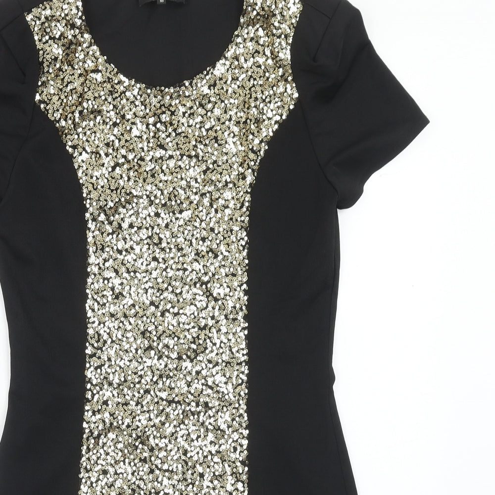 Madam Rage Womens Black Polyester Mini Size 10 Round Neck Pullover