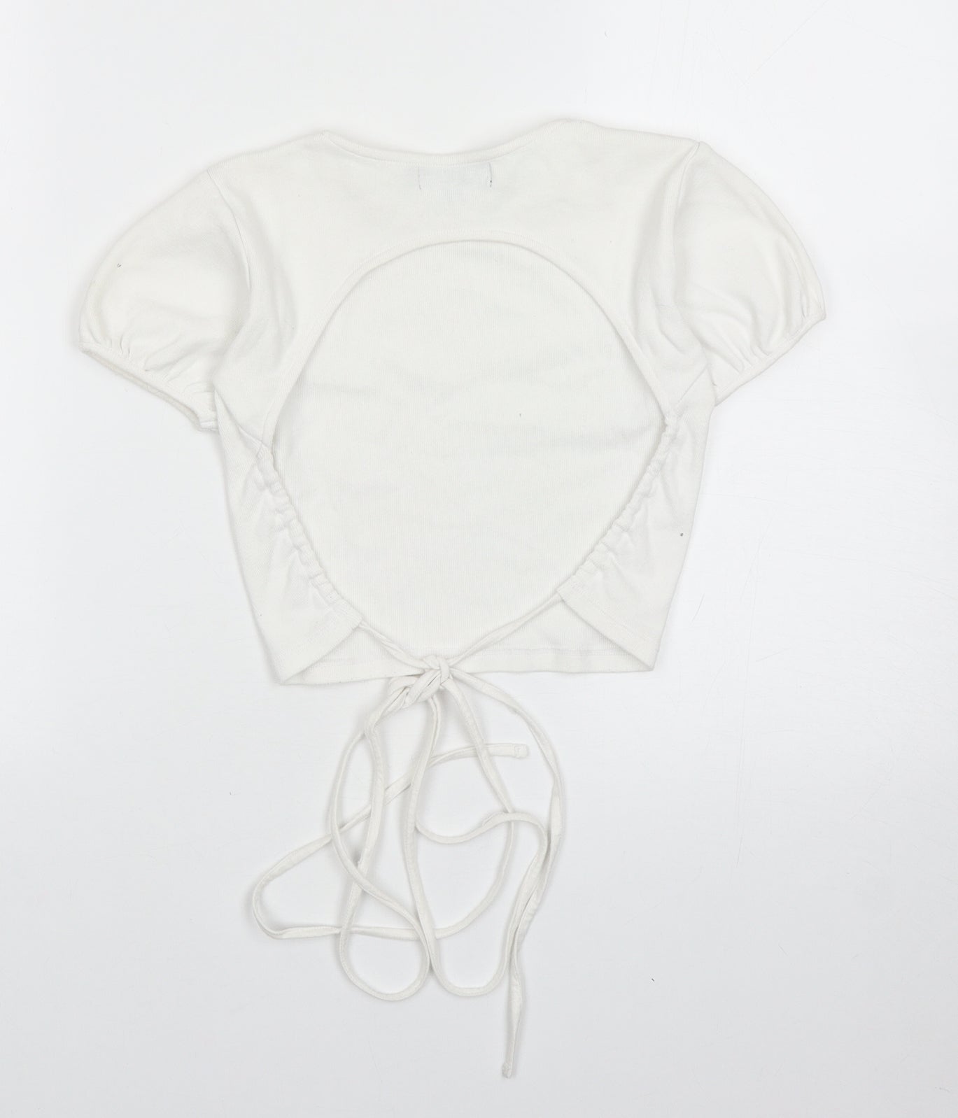 Motel Womens White Cotton Cropped T-Shirt Size XS Round Neck