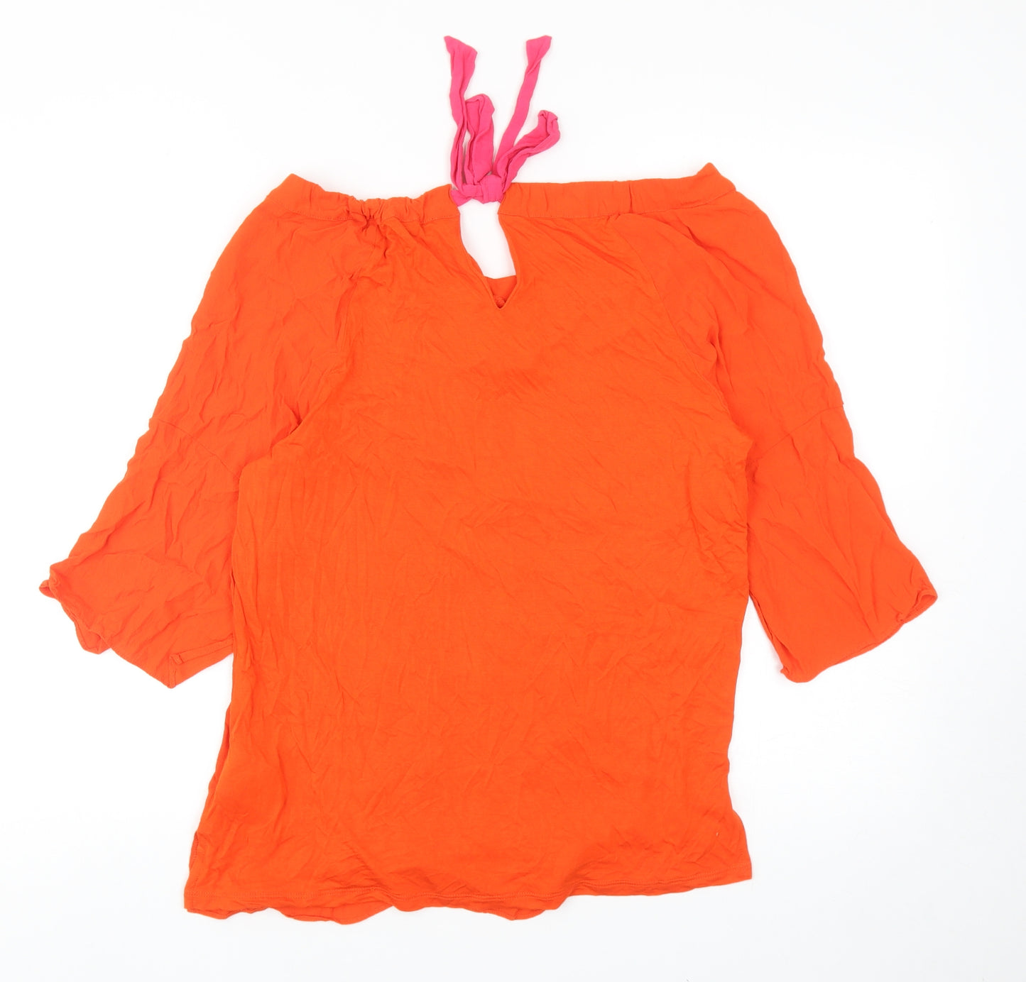 Oui Womens Orange Viscose Basic Blouse Size 12 Off the Shoulder