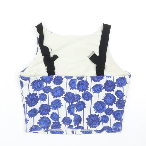Topshop Womens Blue Floral Polyester Cropped Tank Size 8 Scoop Neck