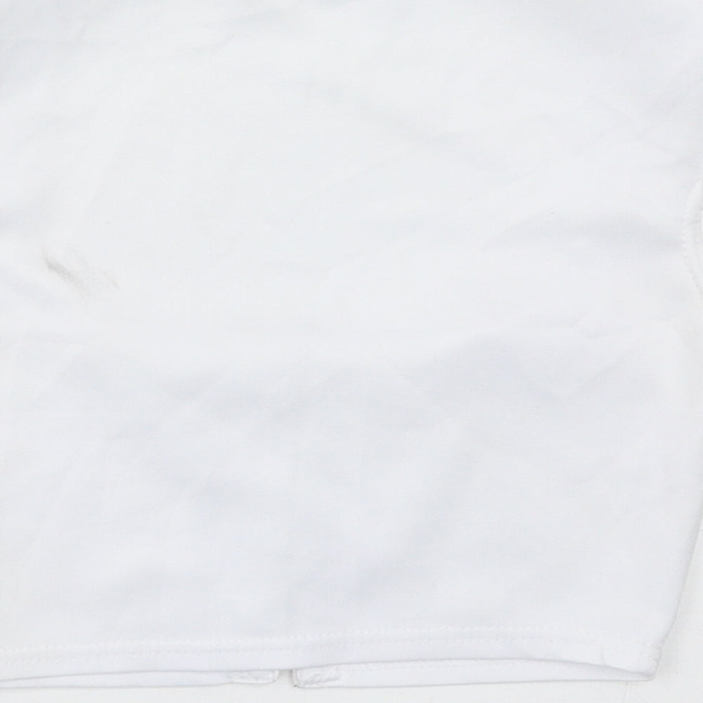 PRETTYLITTLETHING Womens White Polyester Cropped T-Shirt Size 8 Square Neck