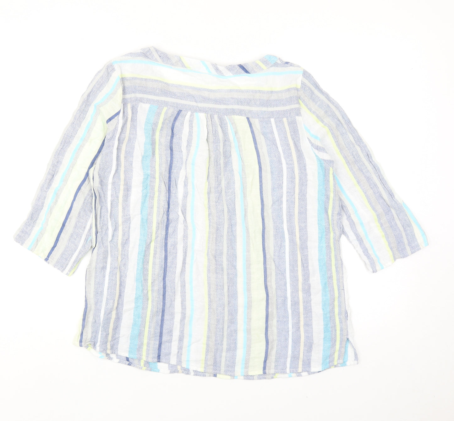 EWM Womens Multicoloured Striped Cotton Basic Blouse Size 16 V-Neck