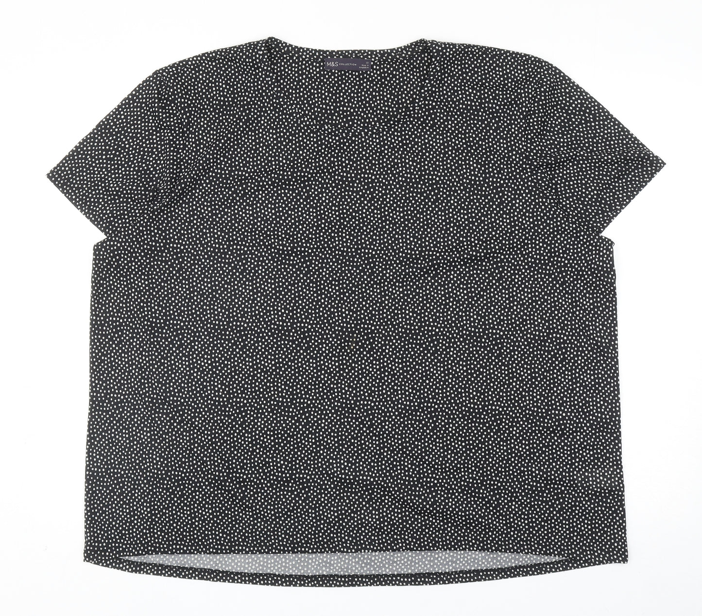 Marks and Spencer Womens Black Polka Dot Polyester Basic Blouse Size 22 Round Neck