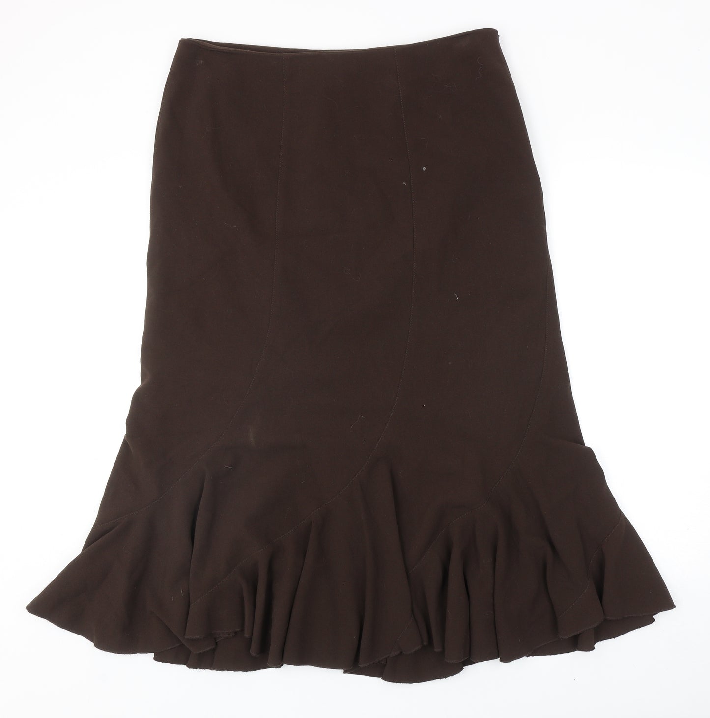 F&F Womens Brown Polyester Trumpet Skirt Size 16 Zip