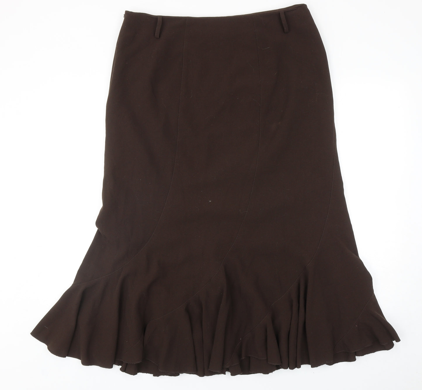 F&F Womens Brown Polyester Trumpet Skirt Size 16 Zip