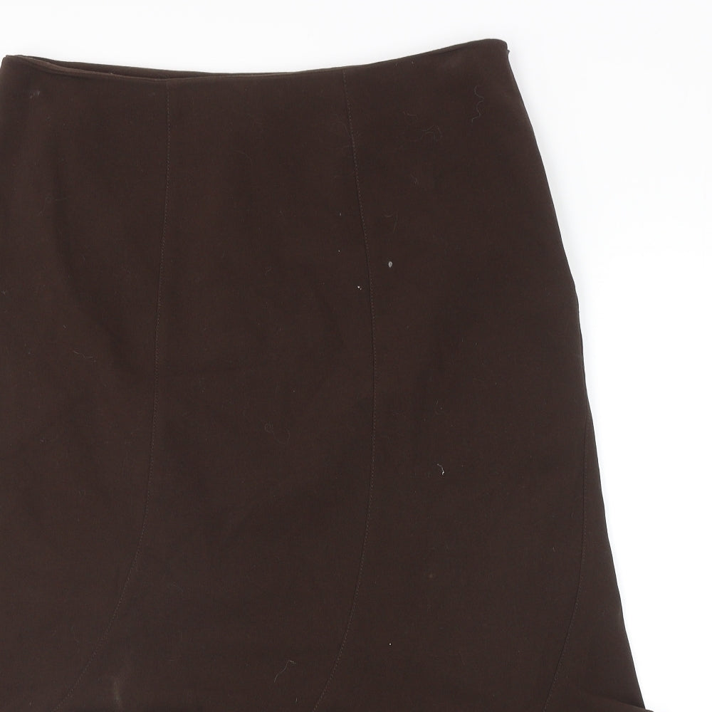 F&F Womens Brown Polyester Trumpet Skirt Size 16 Zip
