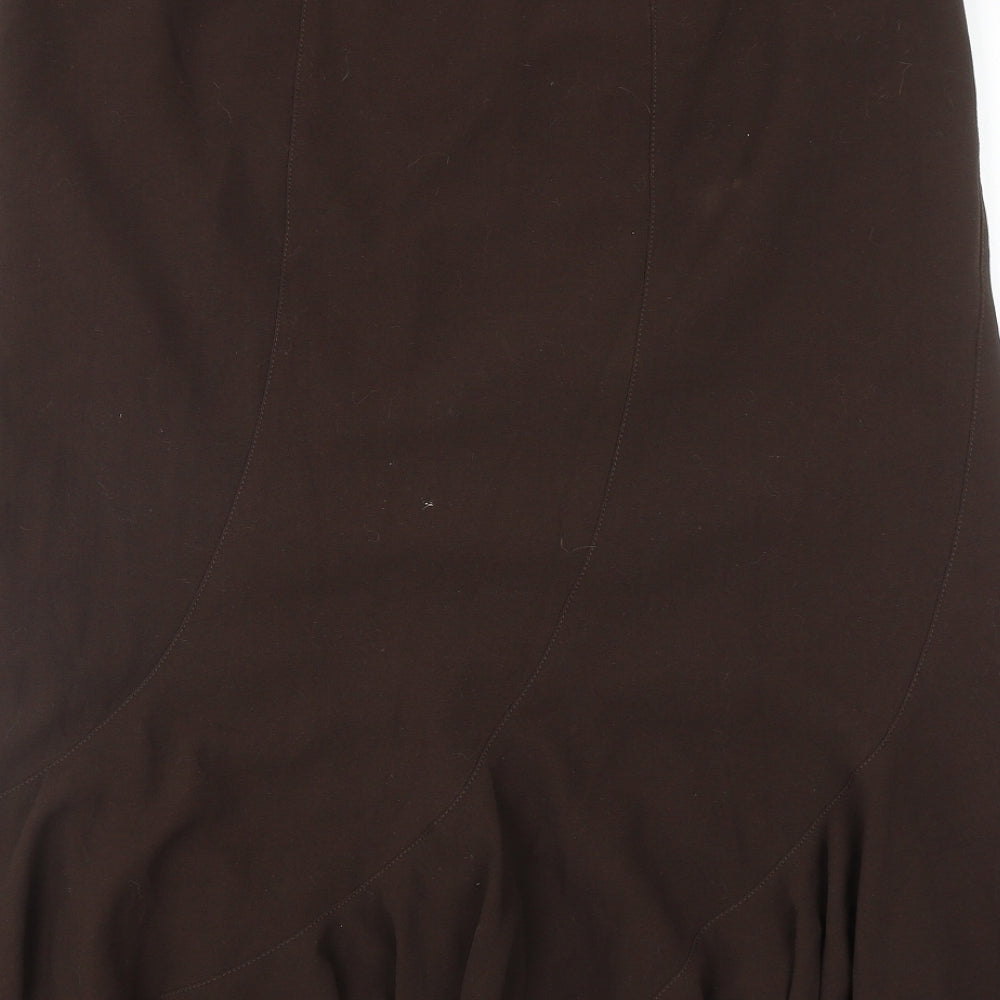 F&F Womens Brown Polyester Trumpet Skirt Size 16 Zip