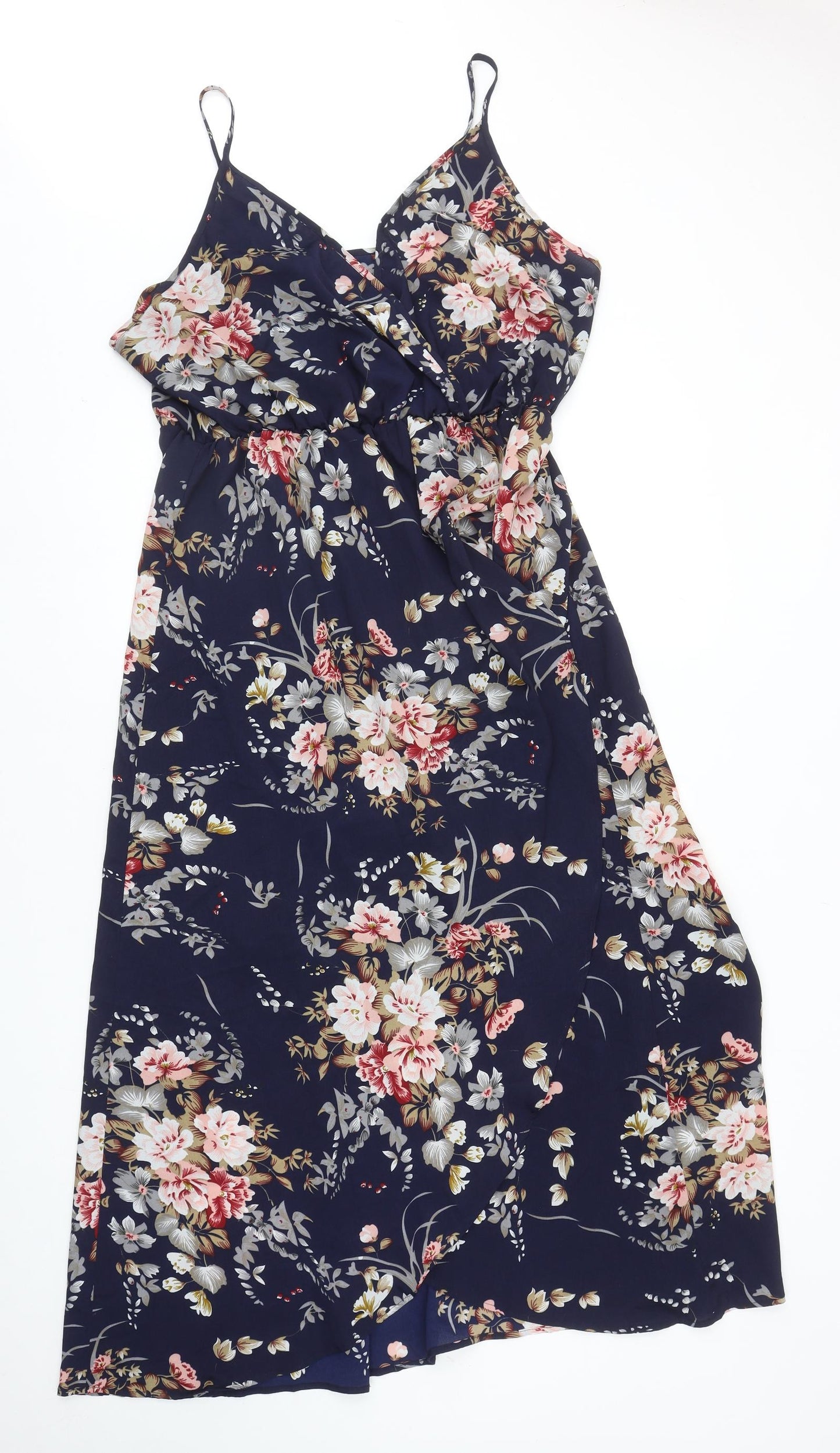 SheIn Womens Blue Floral Polyester Slip Dress Size XL V-Neck Pullover