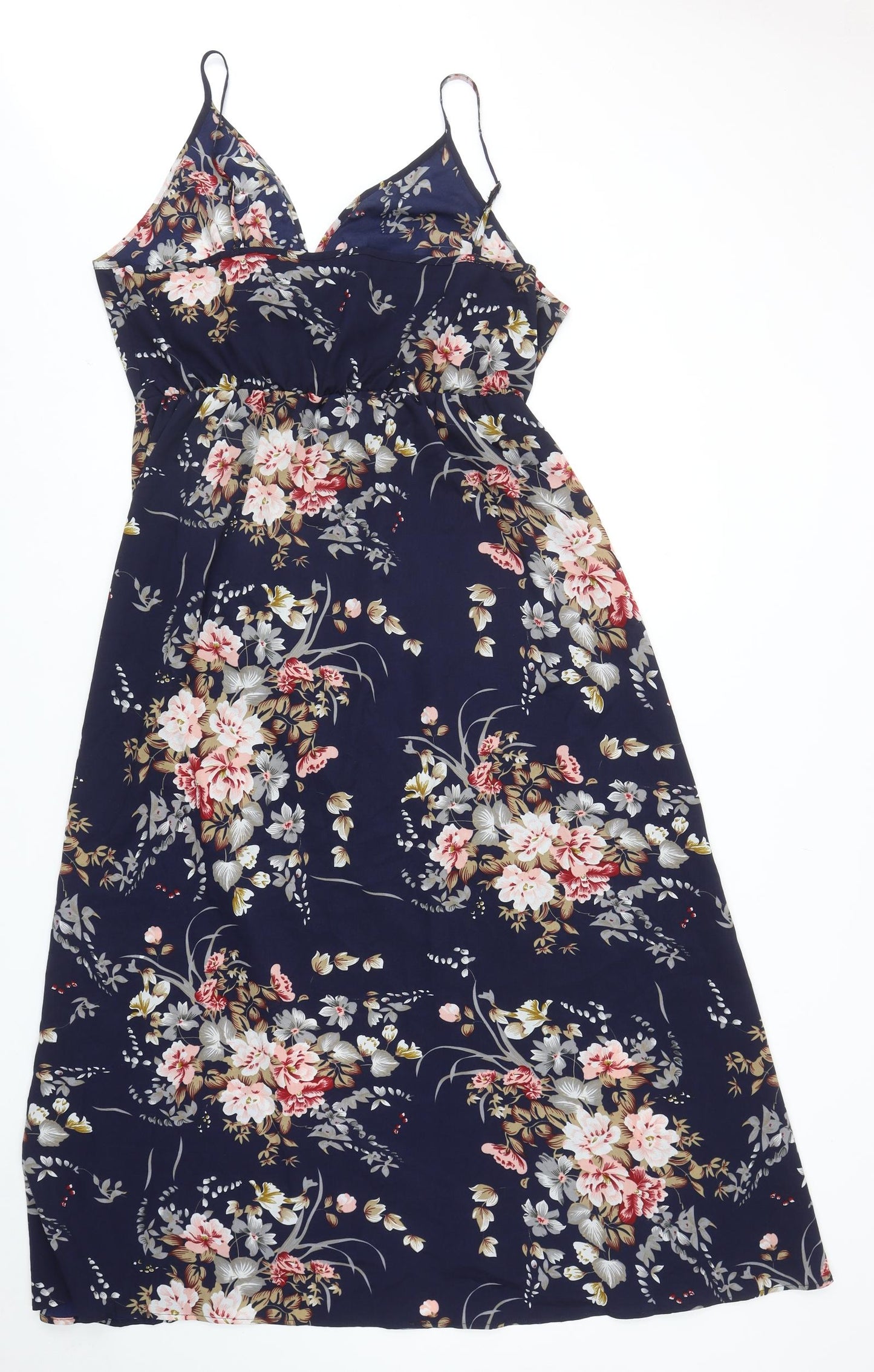 SheIn Womens Blue Floral Polyester Slip Dress Size XL V-Neck Pullover