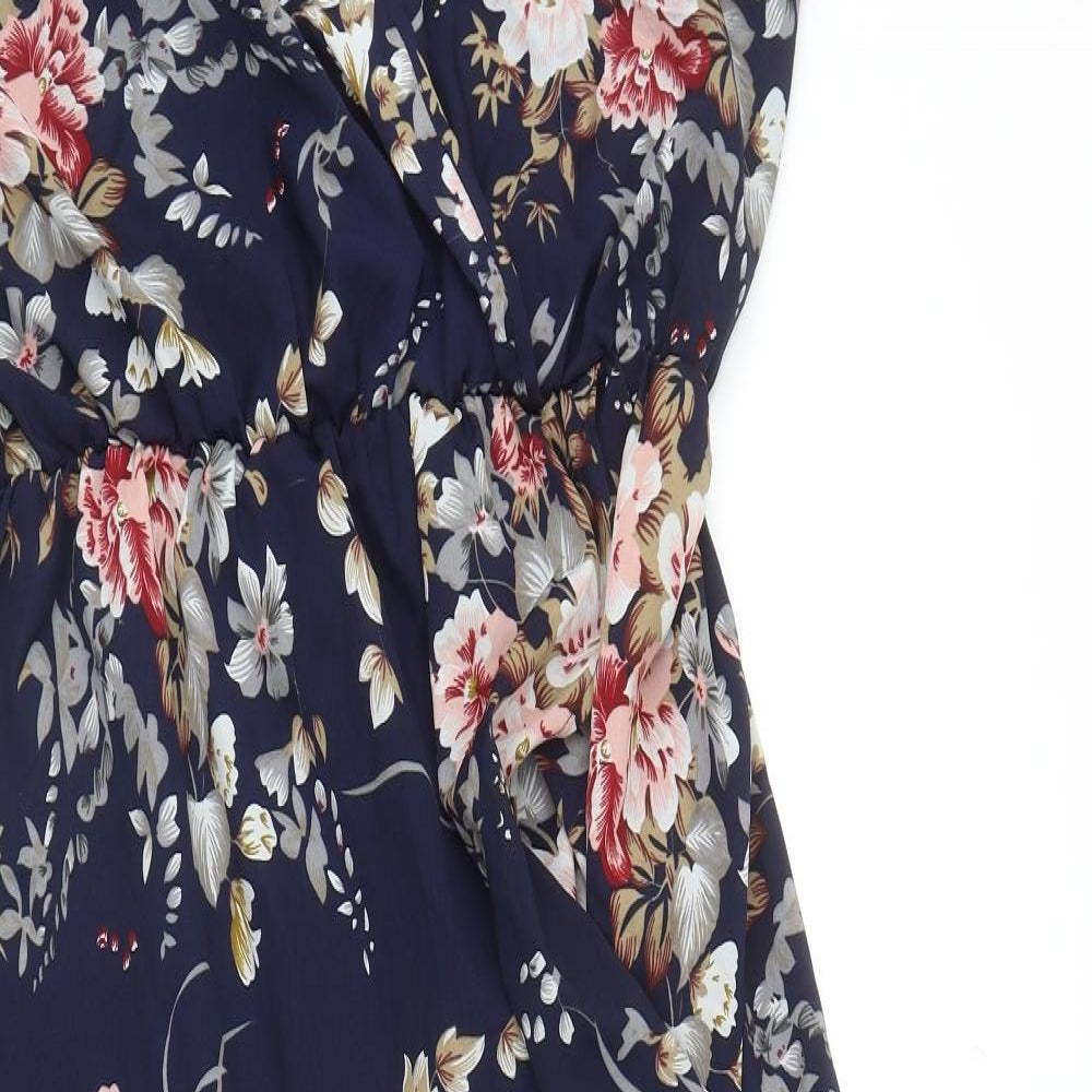 SheIn Womens Blue Floral Polyester Slip Dress Size XL V-Neck Pullover