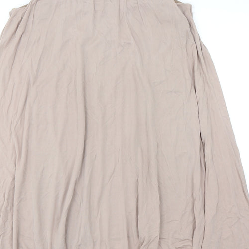 Preworn Womens Beige Polyester Trapeze & Swing Size 10 Round Neck Pullover - Embellished Neckline