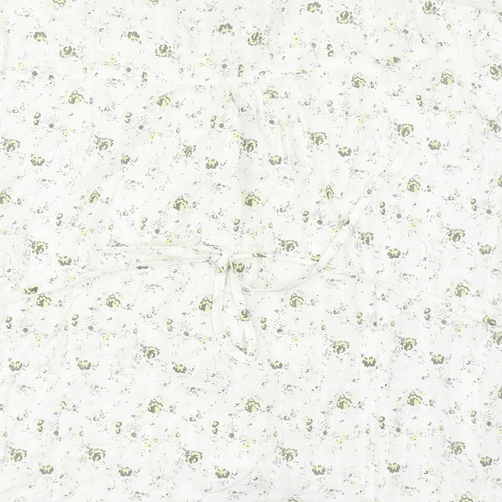 BHS Womens Ivory Floral Cotton Basic Blouse Size 20 V-Neck