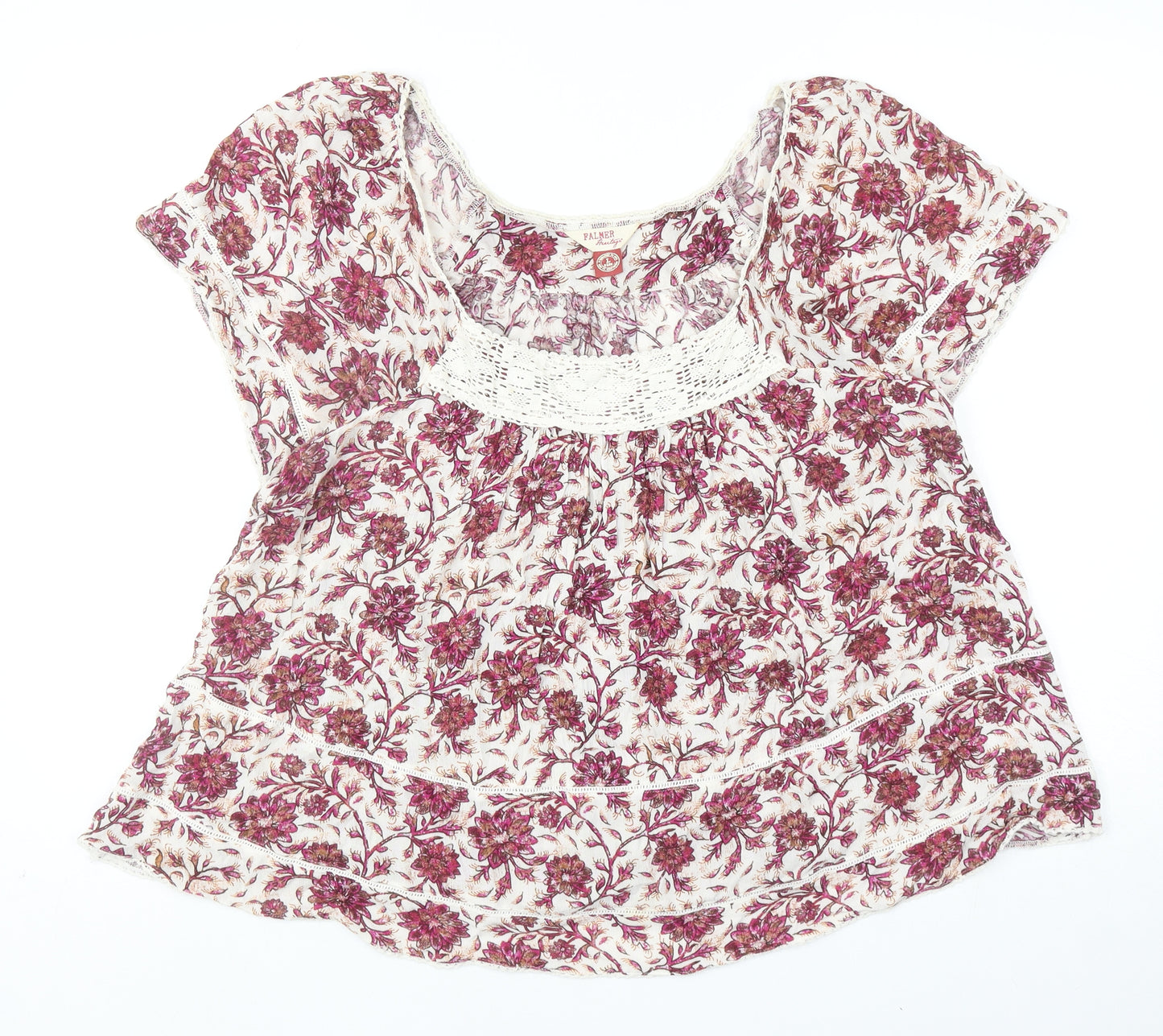 Matalan Womens Pink Floral Viscose Basic Blouse Size L Scoop Neck