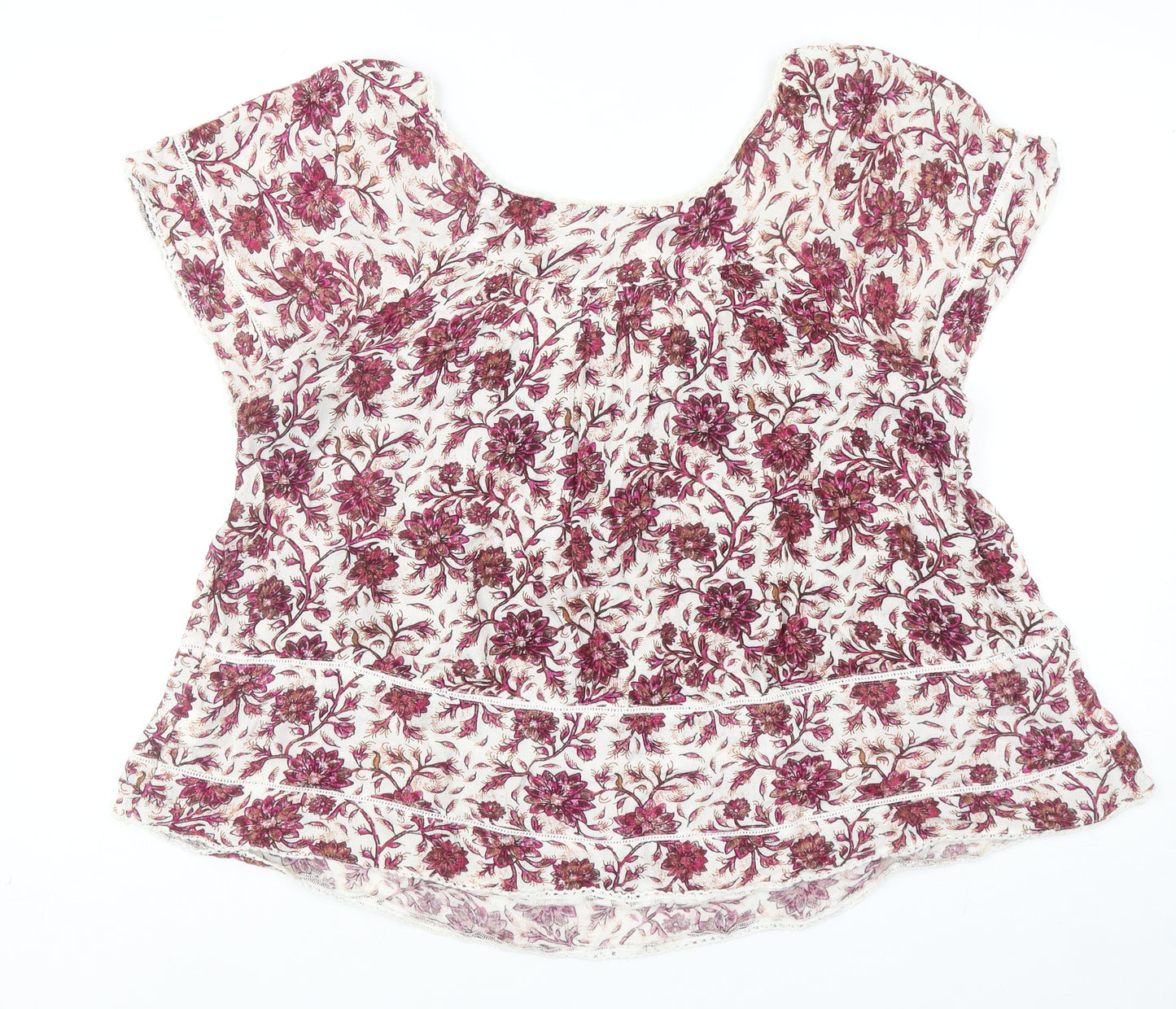 Matalan Womens Pink Floral Viscose Basic Blouse Size L Scoop Neck