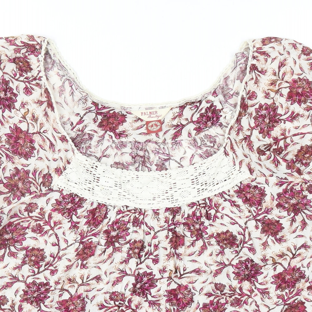 Matalan Womens Pink Floral Viscose Basic Blouse Size L Scoop Neck