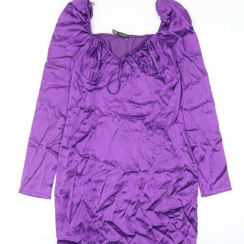 Zara Womens Purple Viscose Mini Size M Scoop Neck Pullover