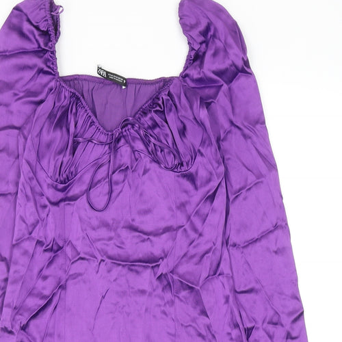 Zara Womens Purple Viscose Mini Size M Scoop Neck Pullover