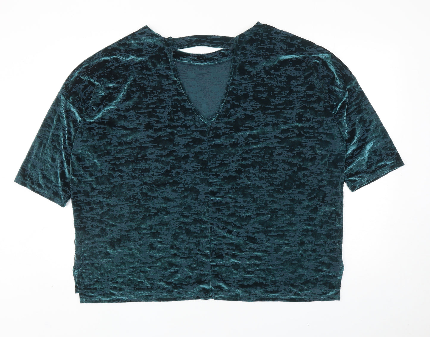 NEXT Womens Green Polyester Basic T-Shirt Size 22 Round Neck - Keyhole Back Detail