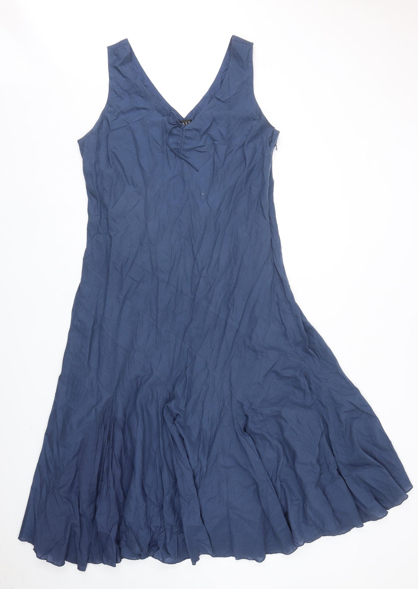 EAST Womens Blue Cotton A-Line Size 18 V-Neck Zip