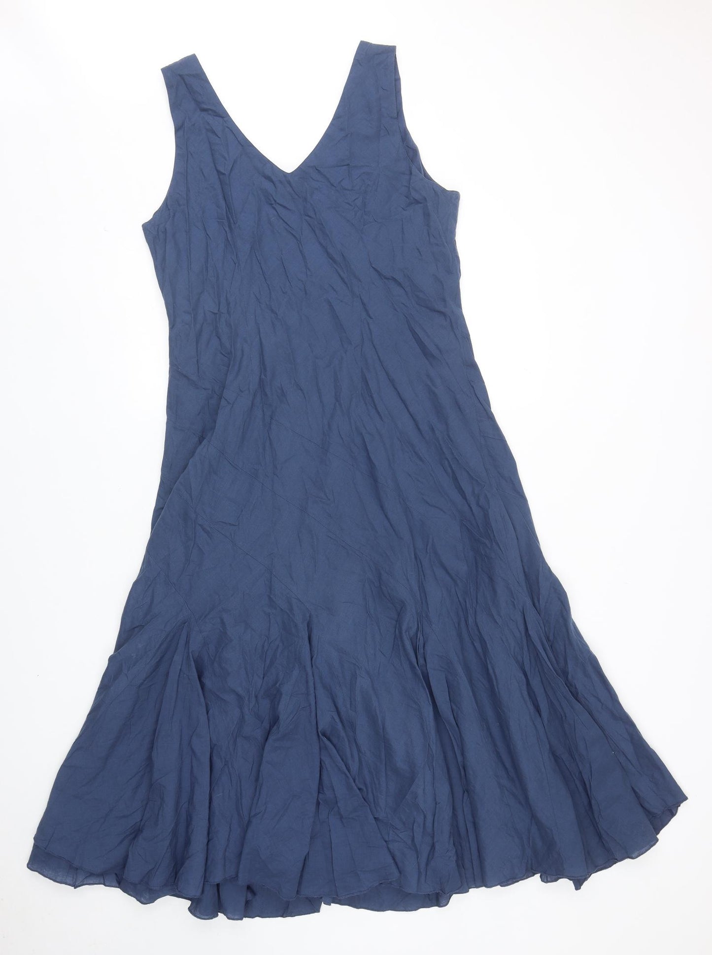 EAST Womens Blue Cotton A-Line Size 18 V-Neck Zip
