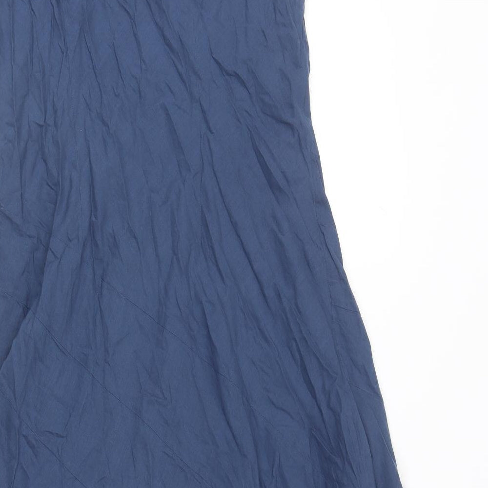 EAST Womens Blue Cotton A-Line Size 18 V-Neck Zip