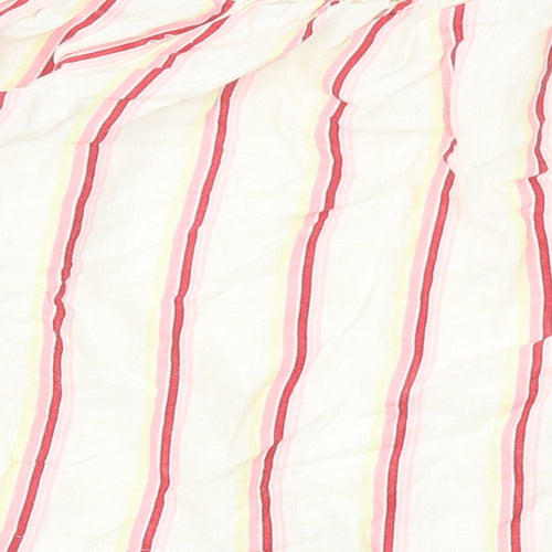 Jack Wills Womens Ivory Striped Linen Basic Blouse Size 10 Off the Shoulder - Tie Sleeve Bardot