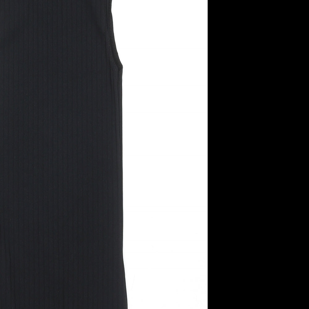 PRETTYLITTLETHING Womens Black Polyester Bodysuit One-Piece Size 6 Snap