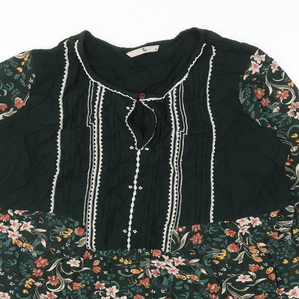 TU Womens Multicoloured Floral Viscose Basic Blouse Size 20 Scoop Neck