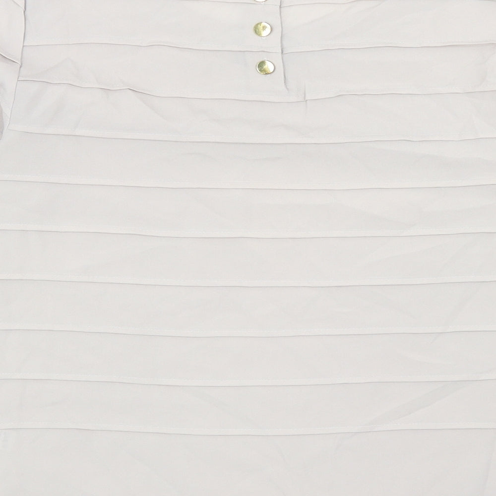 Marks and Spencer Womens Beige Polyester Basic Blouse Size 12 Boat Neck
