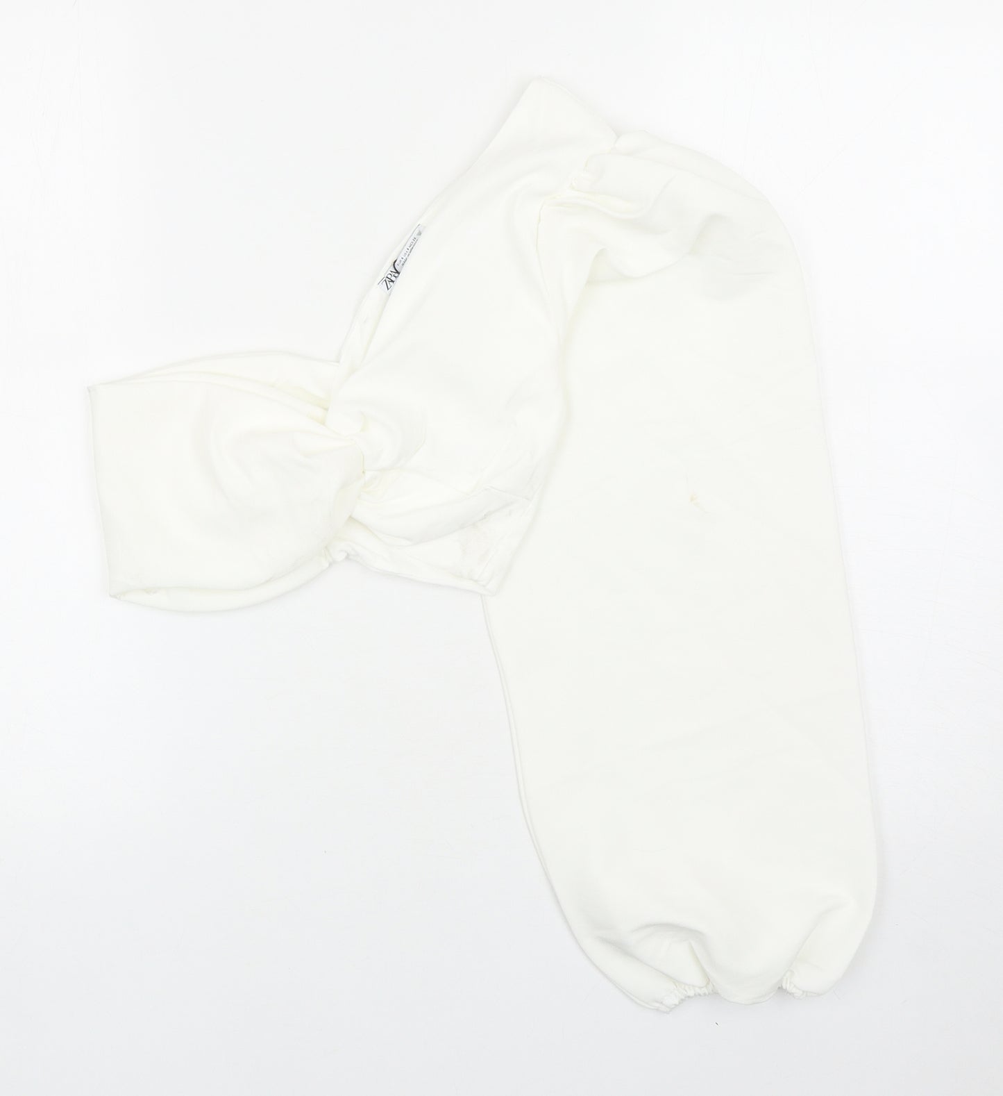 Zara Womens White Cotton Cropped Blouse Size S One Shoulder