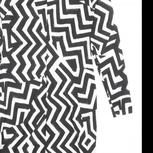 H&M Womens Black Geometric Polyester Shift Size S Scoop Neck Pullover