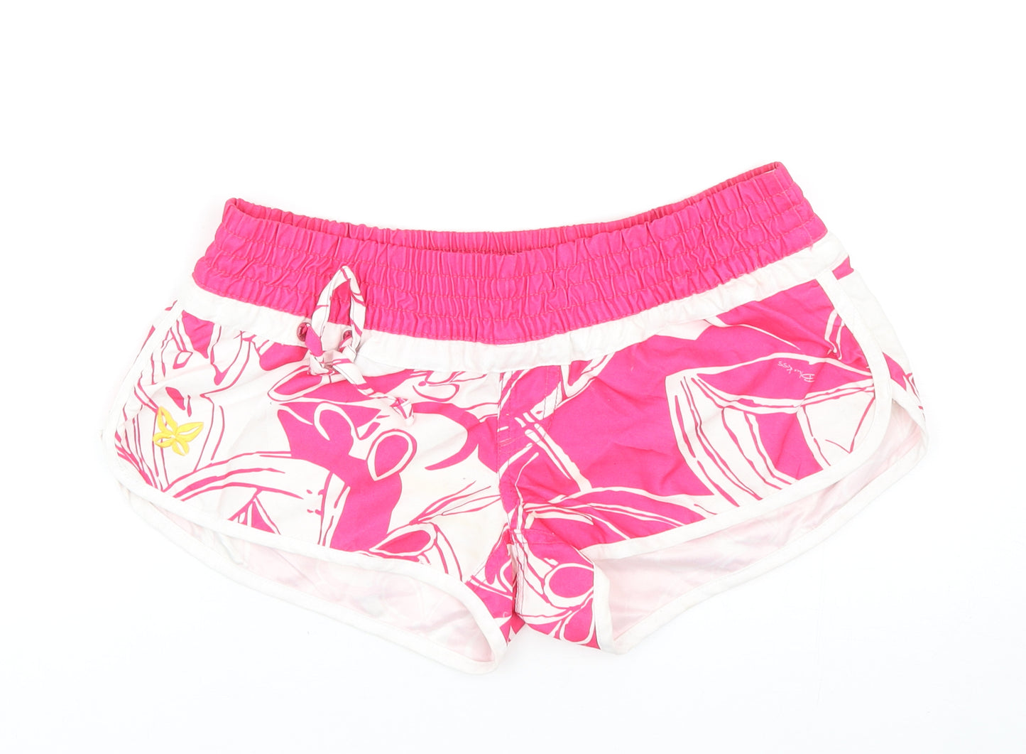 Blue Kiss Womens Pink Geometric Polyester Sweat Shorts Size 12 Regular Drawstring