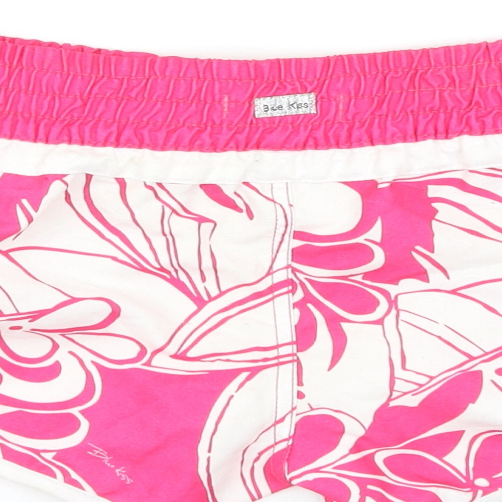 Blue Kiss Womens Pink Geometric Polyester Sweat Shorts Size 12 Regular Drawstring