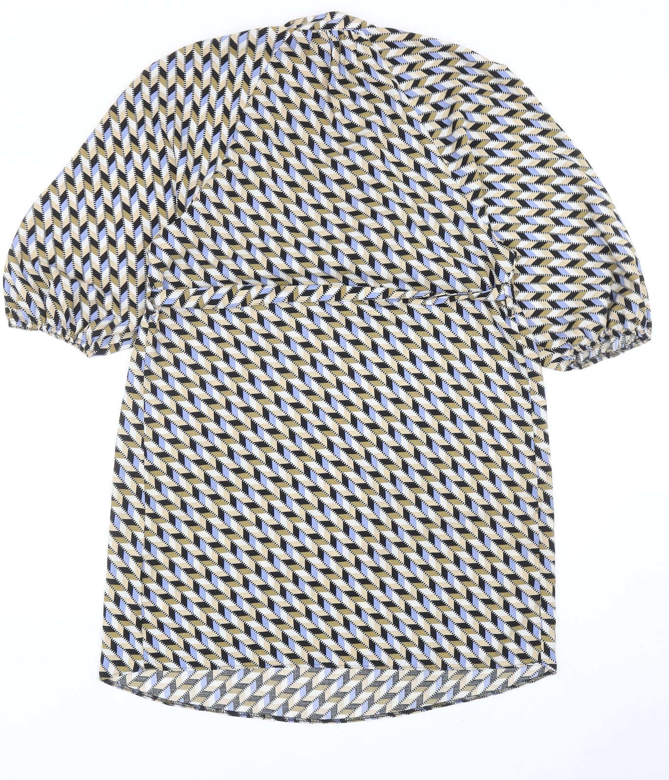 Primark Womens Multicoloured Geometric Polyester Sheath Size 10 V-Neck Pullover