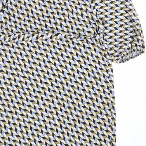 Primark Womens Multicoloured Geometric Polyester Sheath Size 10 V-Neck Pullover