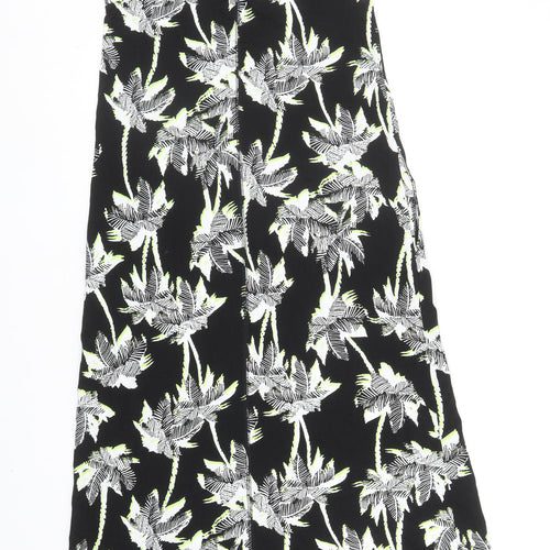 Marks and Spencer Womens Black Floral Cotton A-Line Size 8 Round Neck Pullover