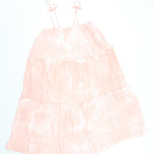 Jessica Simpson Womens Pink Tie Dye Viscose Trapeze & Swing Size 8 Square Neck Pullover - Tiered