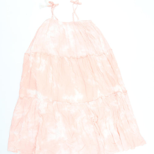 Jessica Simpson Womens Pink Tie Dye Viscose Trapeze & Swing Size 8 Square Neck Pullover - Tiered