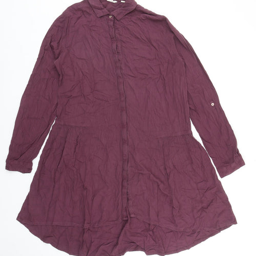 Fat Face Womens Purple Viscose Shirt Dress Size 10 Collared Button
