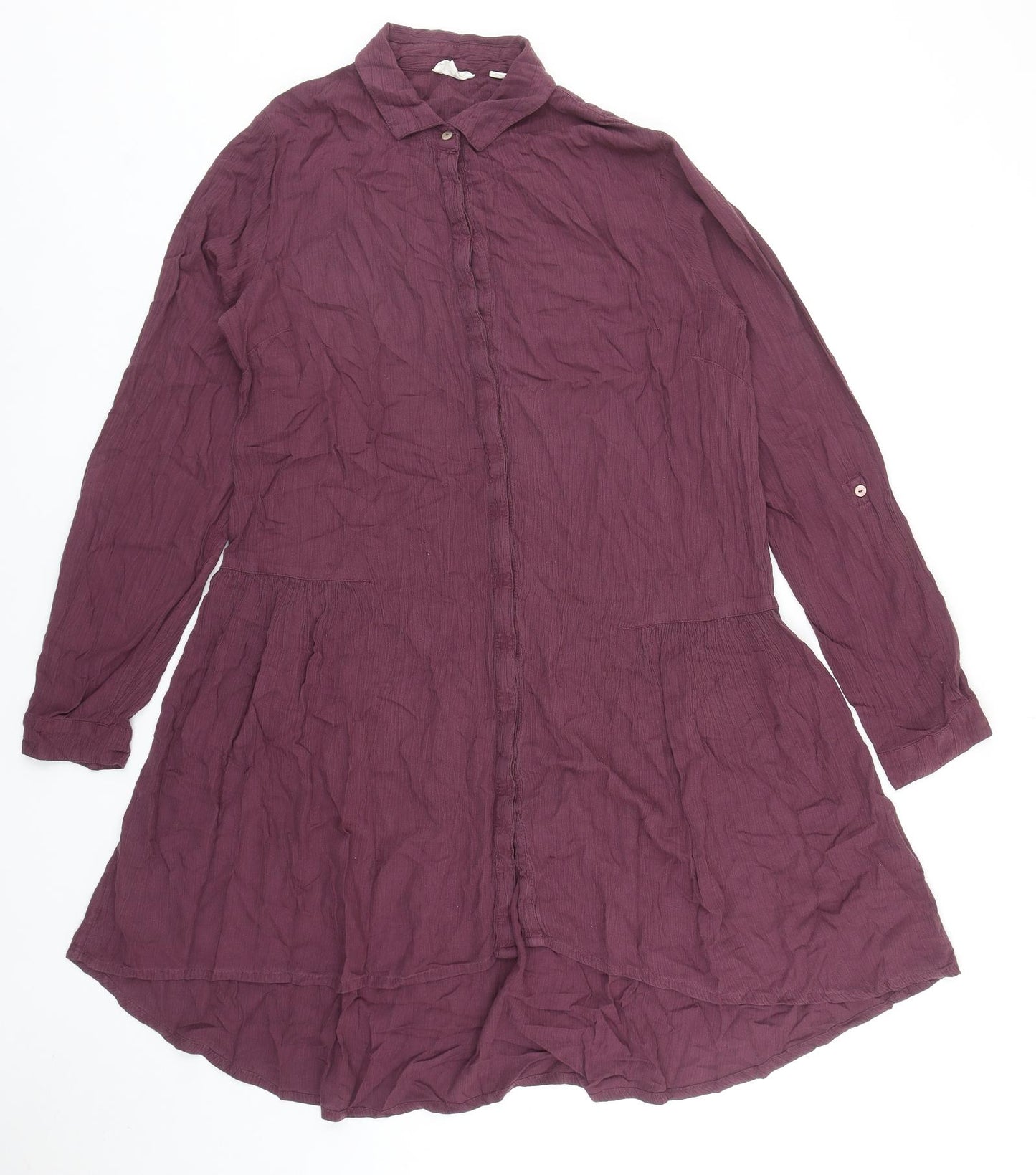 Fat Face Womens Purple Viscose Shirt Dress Size 10 Collared Button