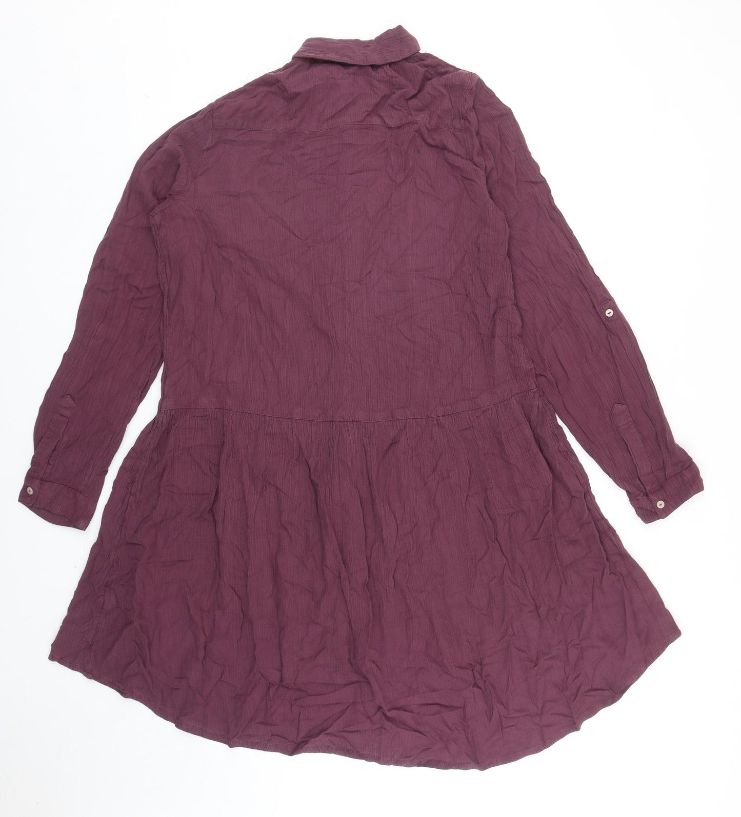 Fat Face Womens Purple Viscose Shirt Dress Size 10 Collared Button