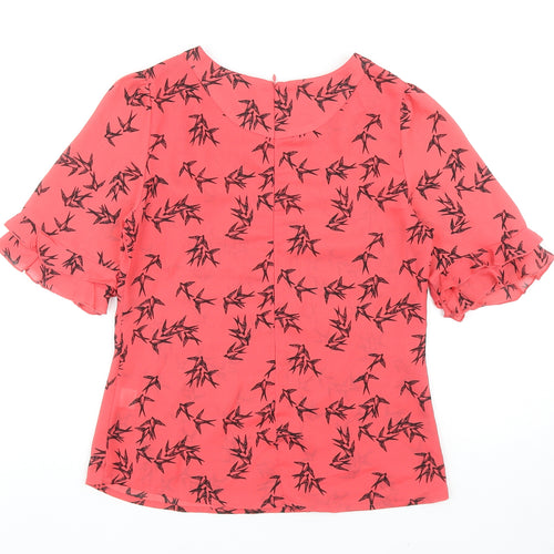 Oasis Womens Pink Geometric Polyester Basic T-Shirt Size 8 Round Neck - Bird