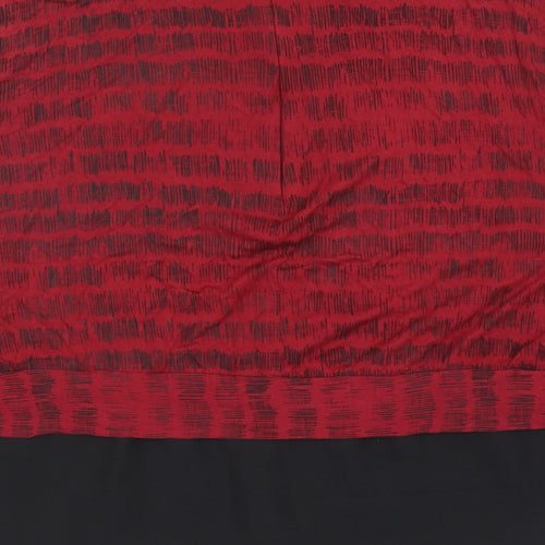 Elle Studio Womens Red Geometric Viscose Basic Blouse Size L Collared