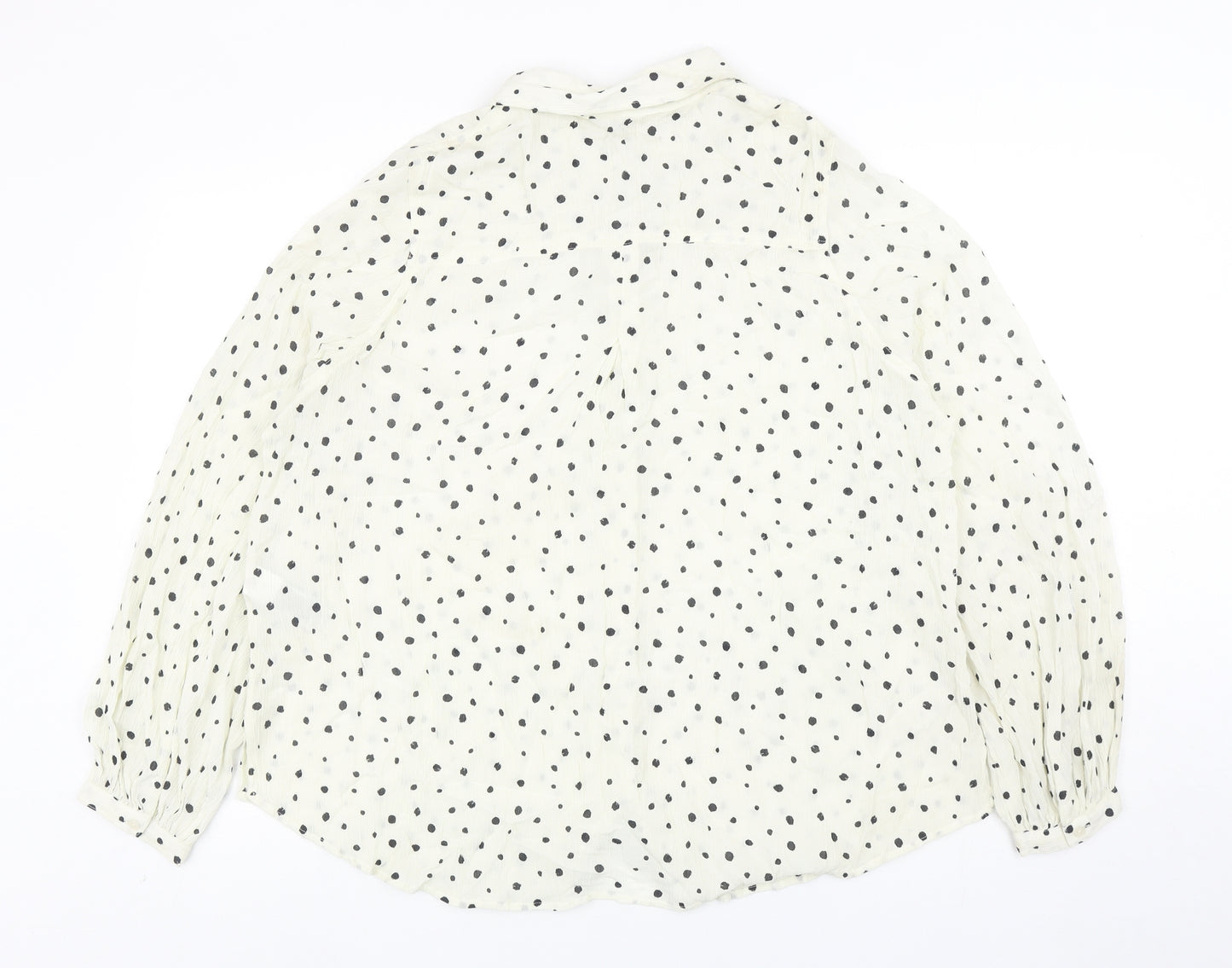 Marks and Spencer Womens Ivory Geometric Viscose Basic Button-Up Size 14 Collared