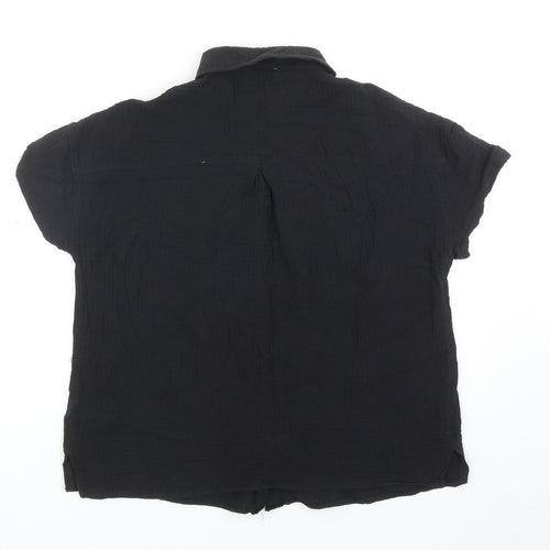 Matalan Womens Black Cotton Basic Button-Up Size 10 Collared